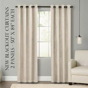 NEW Sonoma Blackout Window Curtains Panel Two Panels Grommet 50" x 84" Cream Col